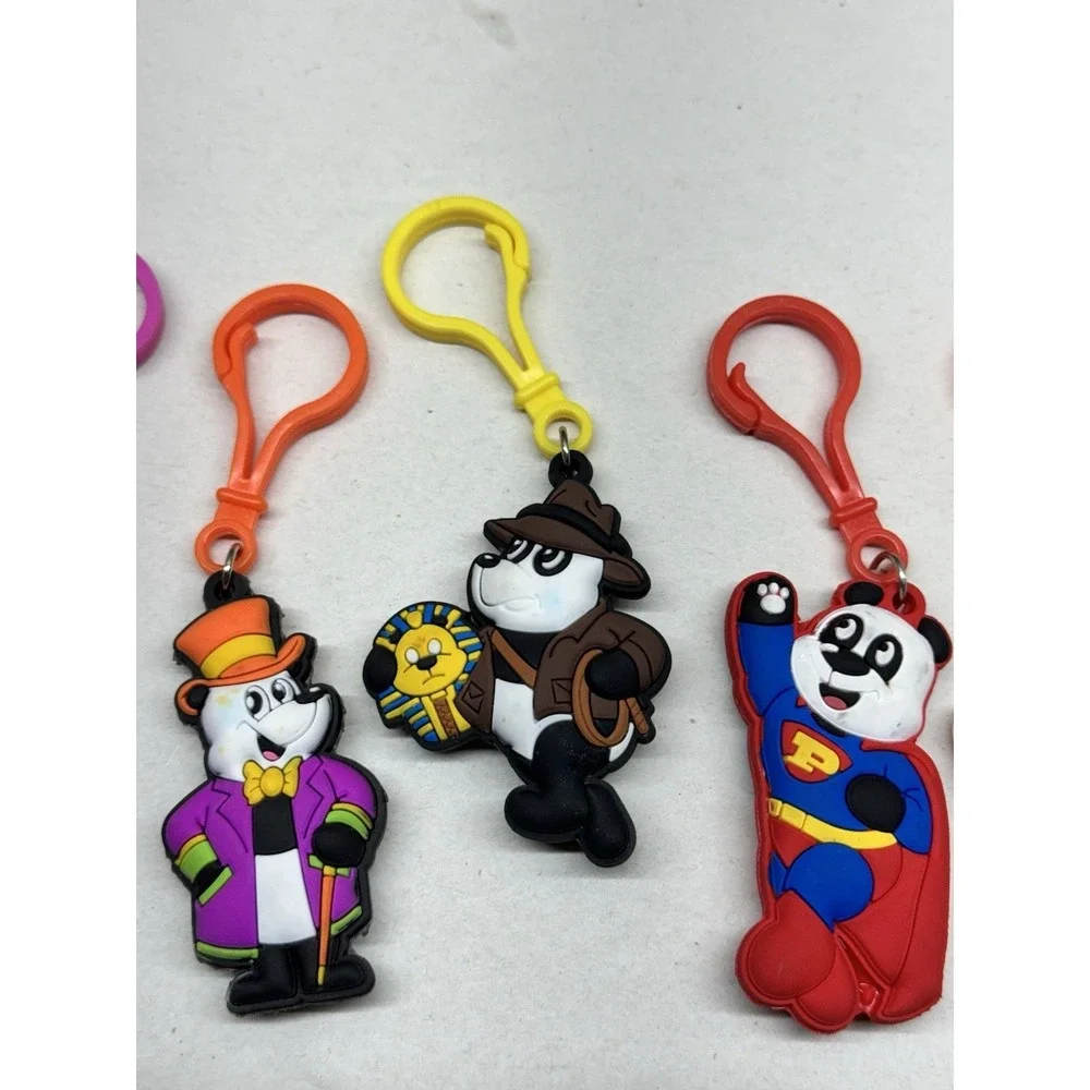 Lot 5 Panda Zipper Pull Backpack Clips Rubber Character‎ Keychains Kids Toy